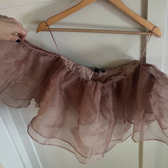 BARBIE INSPO BLUSH TULLE CROP TOP - VICI COLLECTION - NWT! SIZE - S - Picture 2 of 7